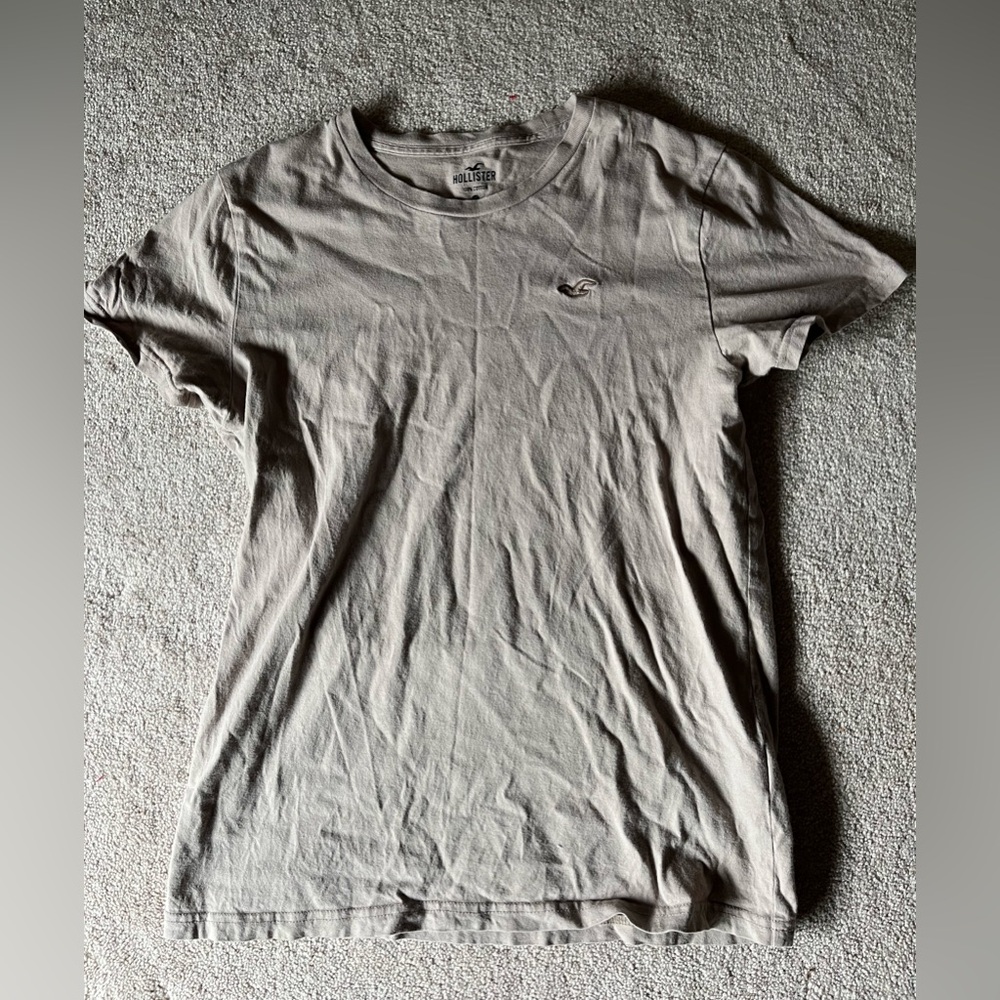 Hollister Men's Short Sleeve Crew T-Shirt in Light Taupe
